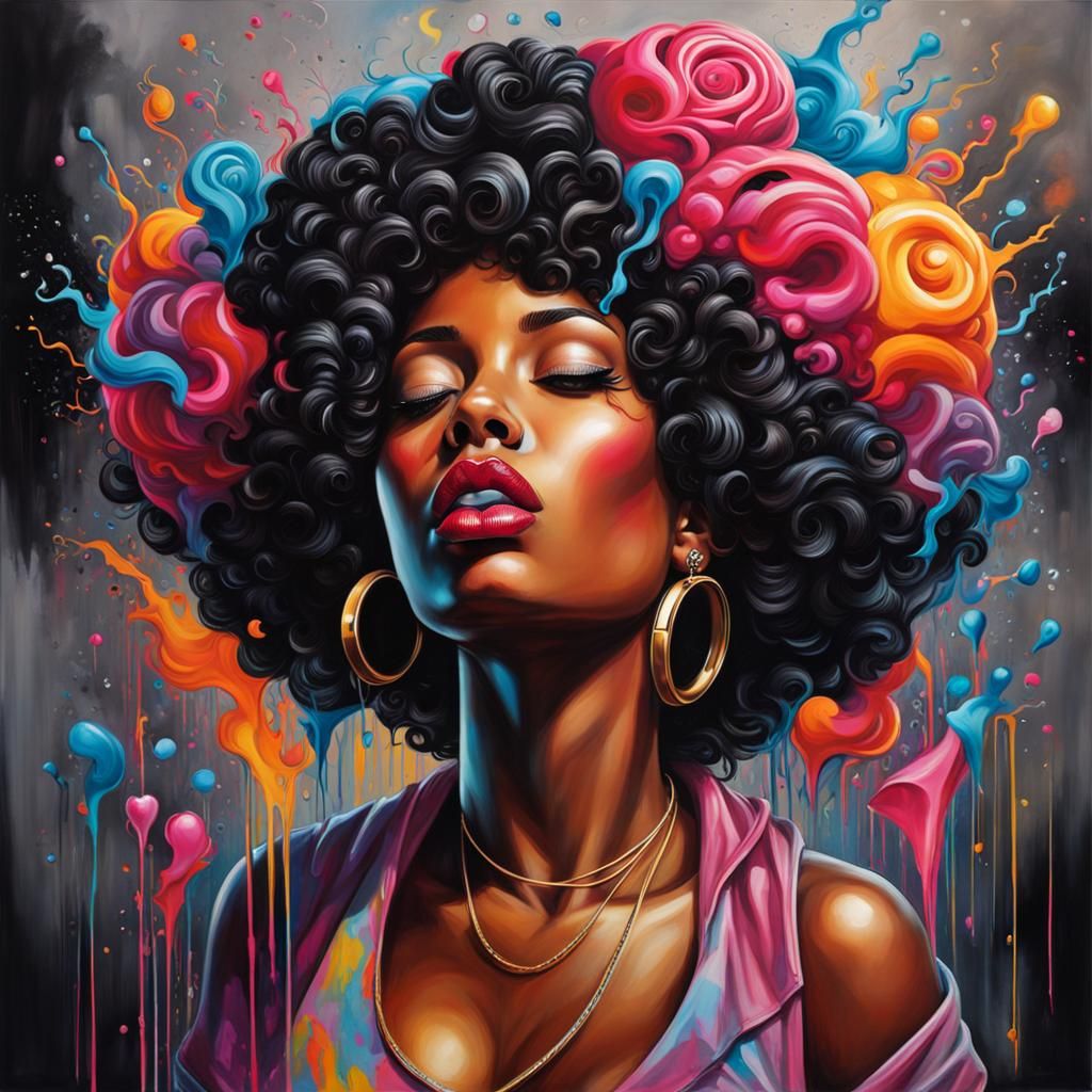 Black Woman Unplugging Heart in Graffiti Street Art