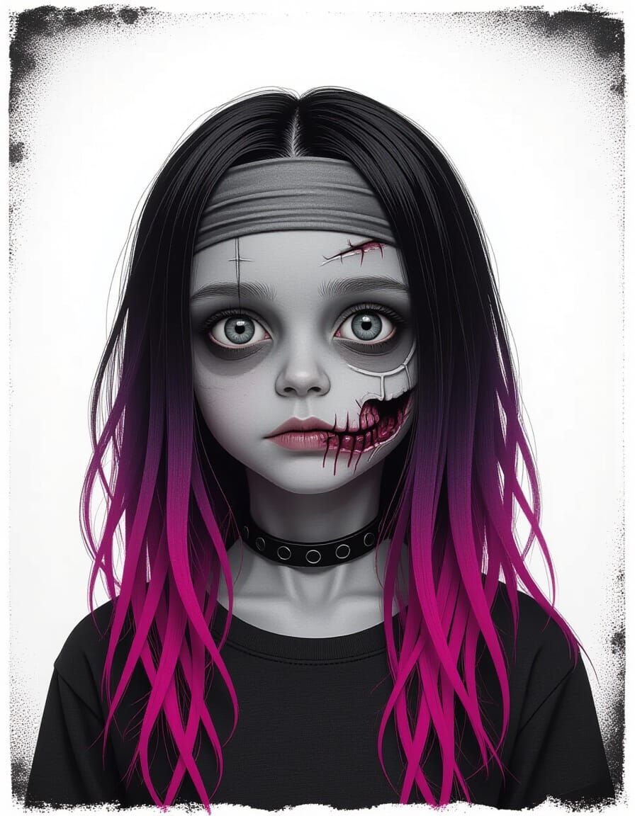 Creepy Zombie Boy Portrait in Realistic 3D