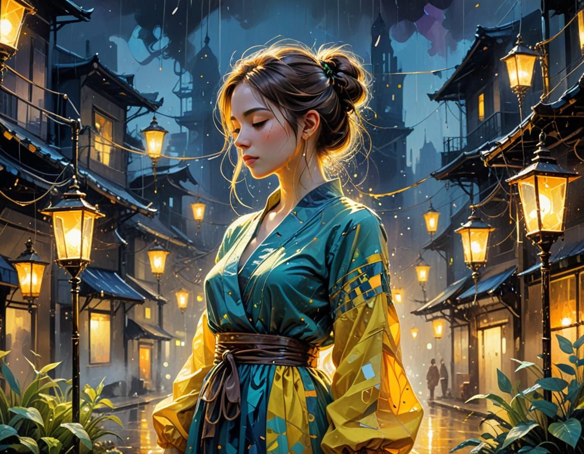 Calm Sanctuary Meditating with Soft Light and Plants