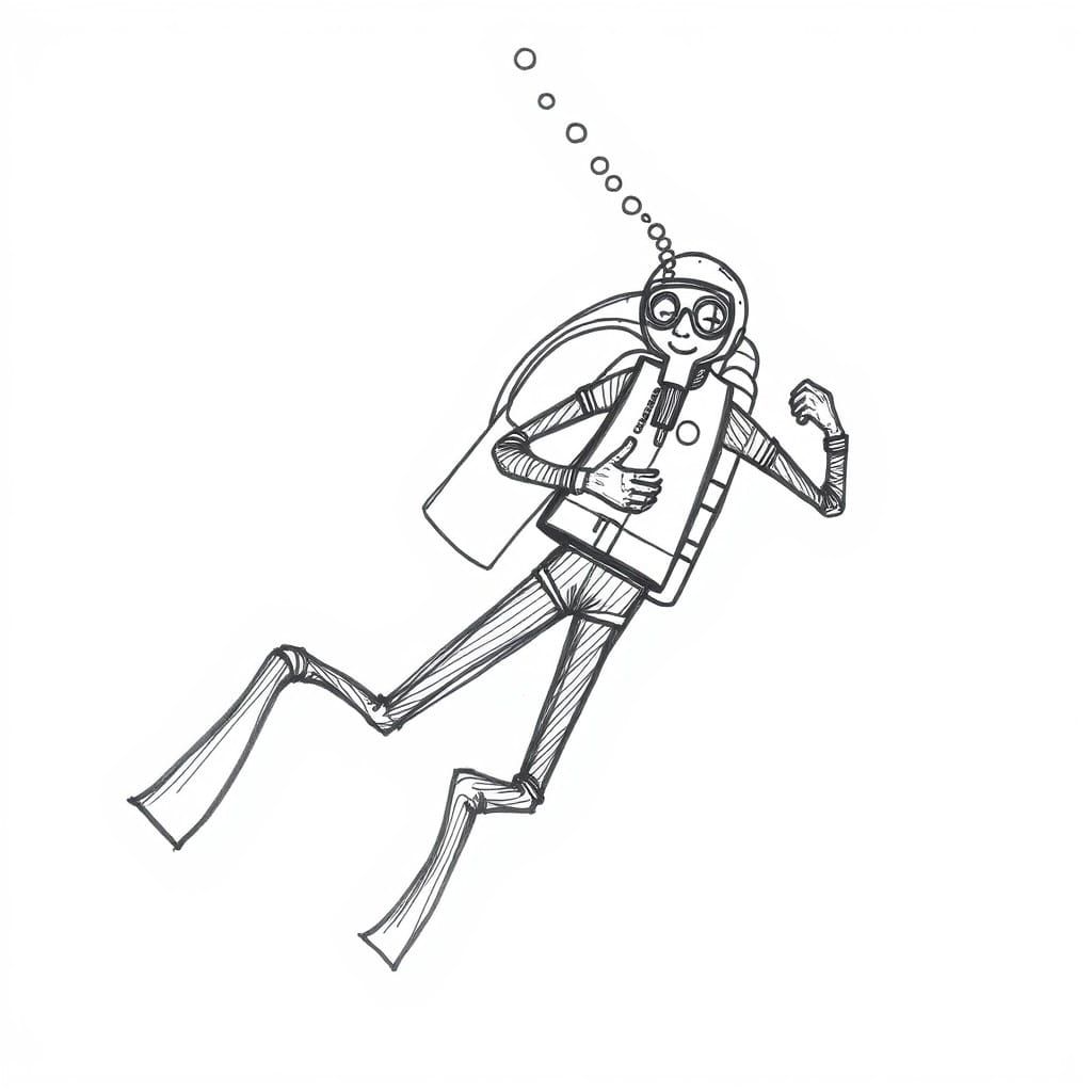 Stickman in Deep Sea Diving Suit