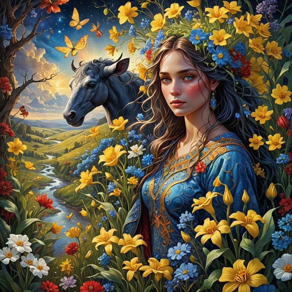 Enchanted African Farm: Detailed Digital Painting