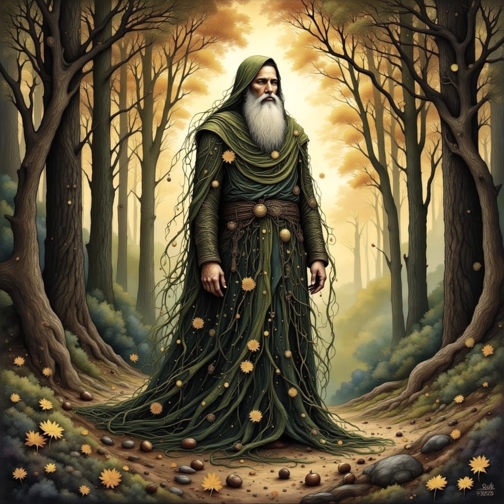 Forest Spirit in Art Nouveau Style