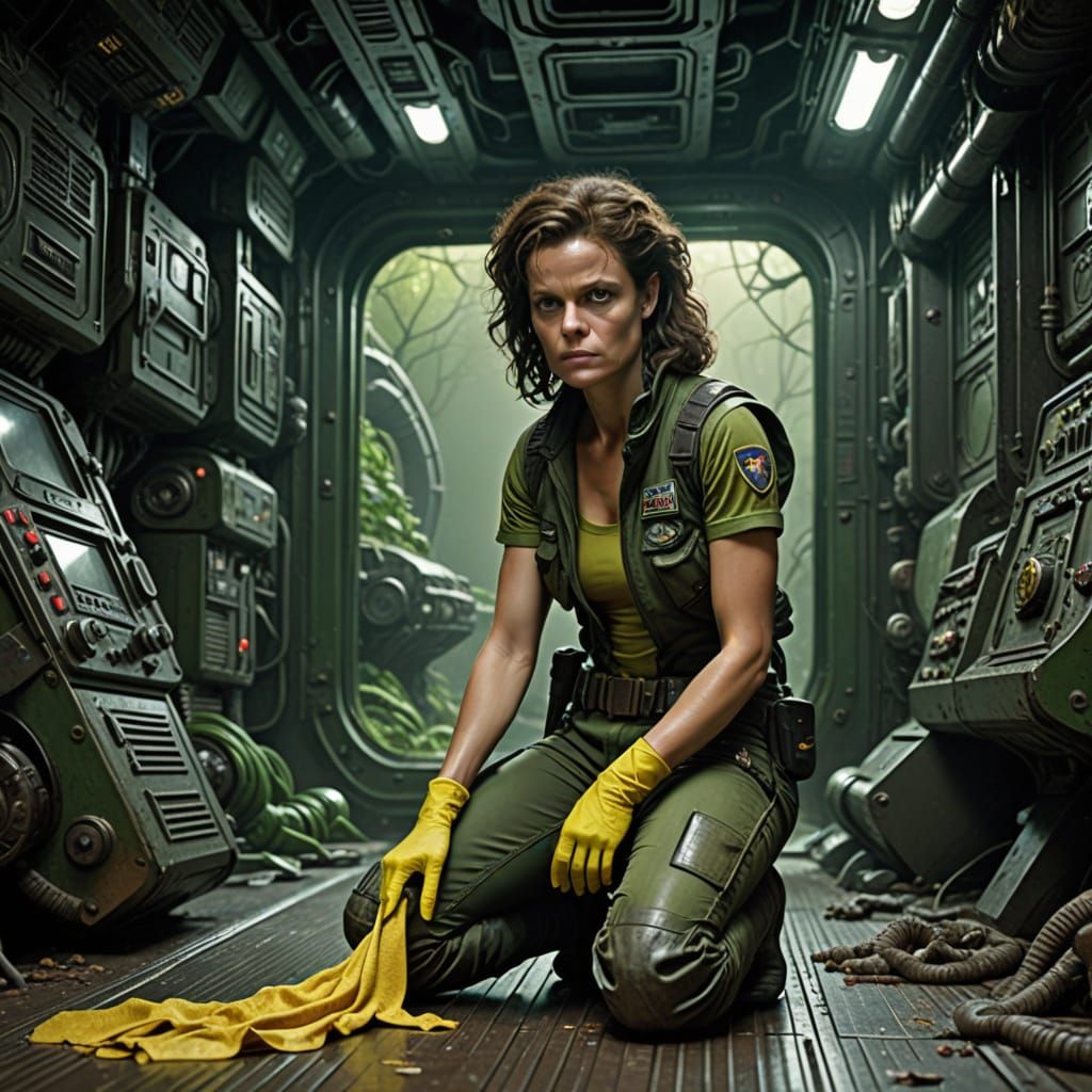 Ripley as Charwoman on Derelict Freighter