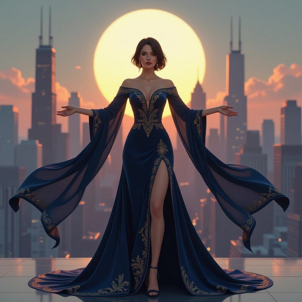 Chicago Spirit in Futuristic Art Deco Style