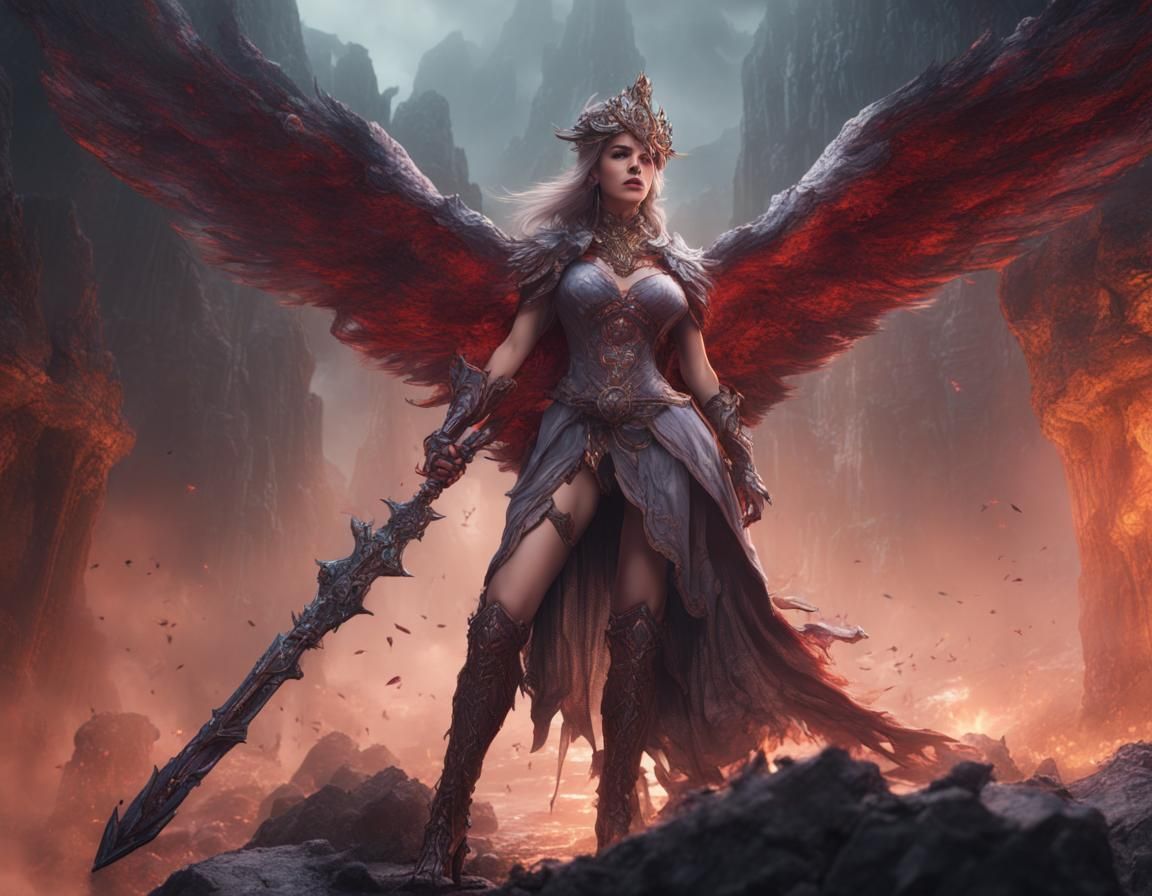 Wrath Embodied: Detailed Matte Painting of a Woman