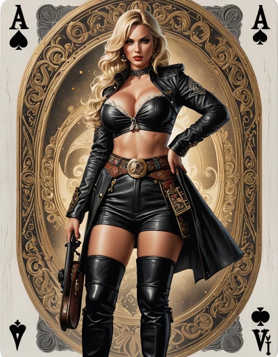 Curvy Pinup Girl on Ace of Spades Card