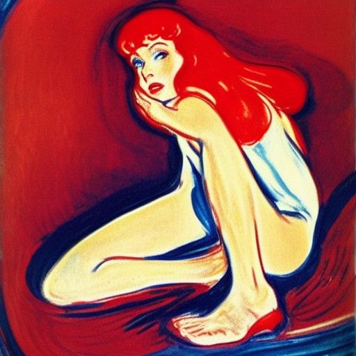 Red-Haired Woman in Retro Sci-Fi Style