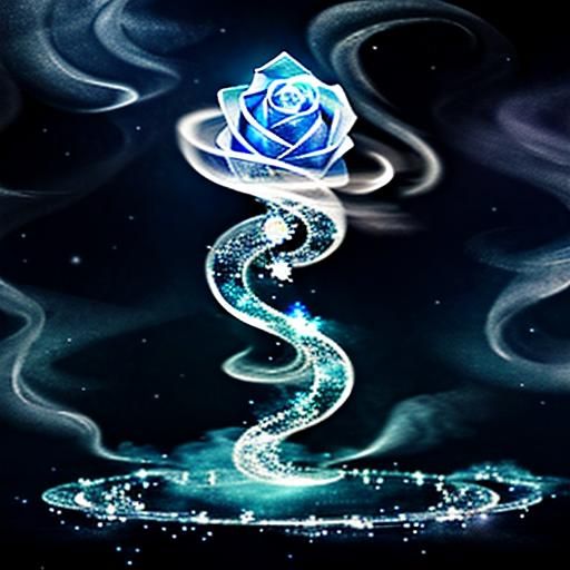 Transparent Rose Against Silvery Night Sky