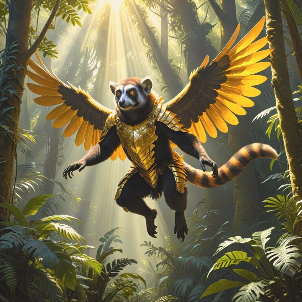 Winged Lemur God Descends into Rainforest