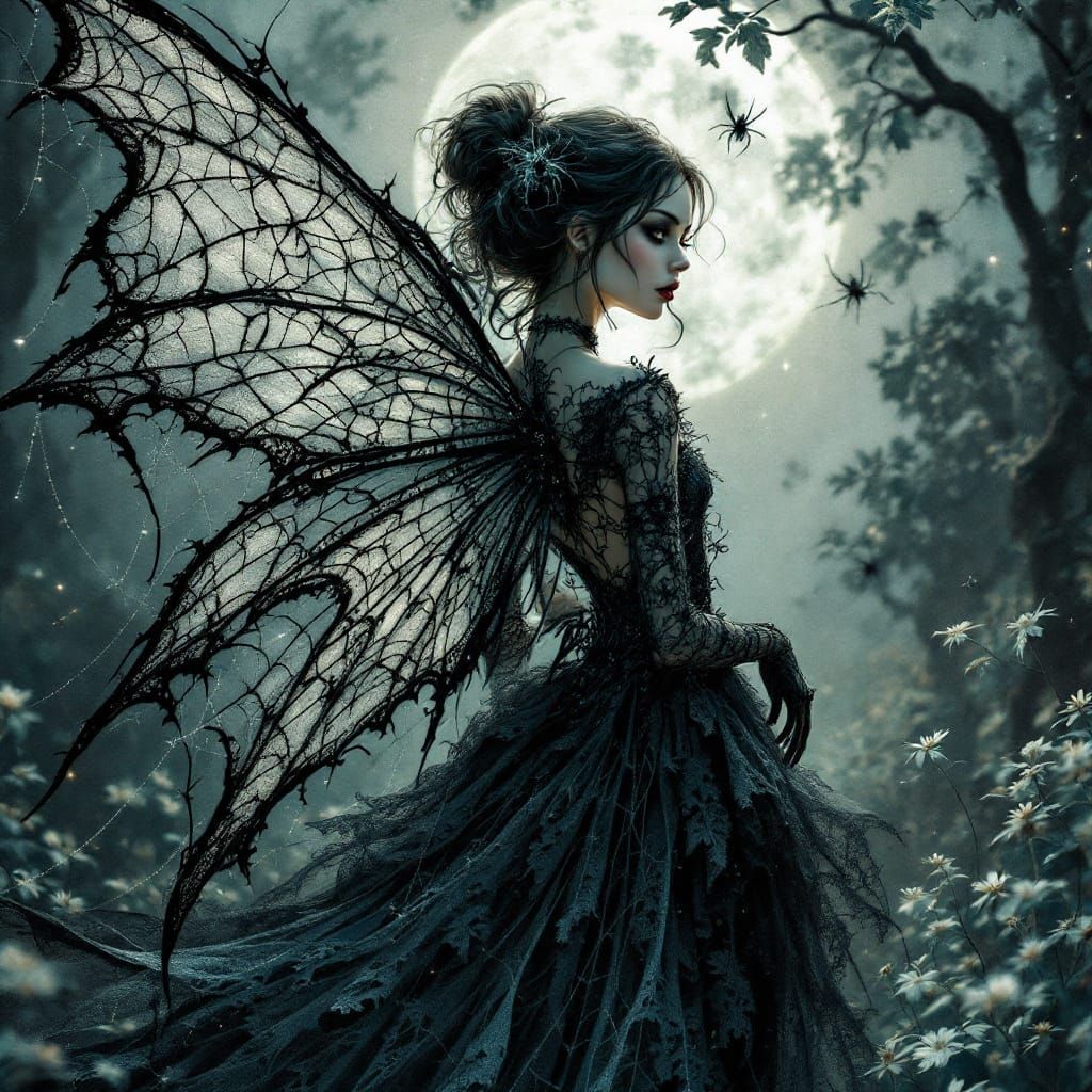Gothic Fairy in Whispers of Spider Silk