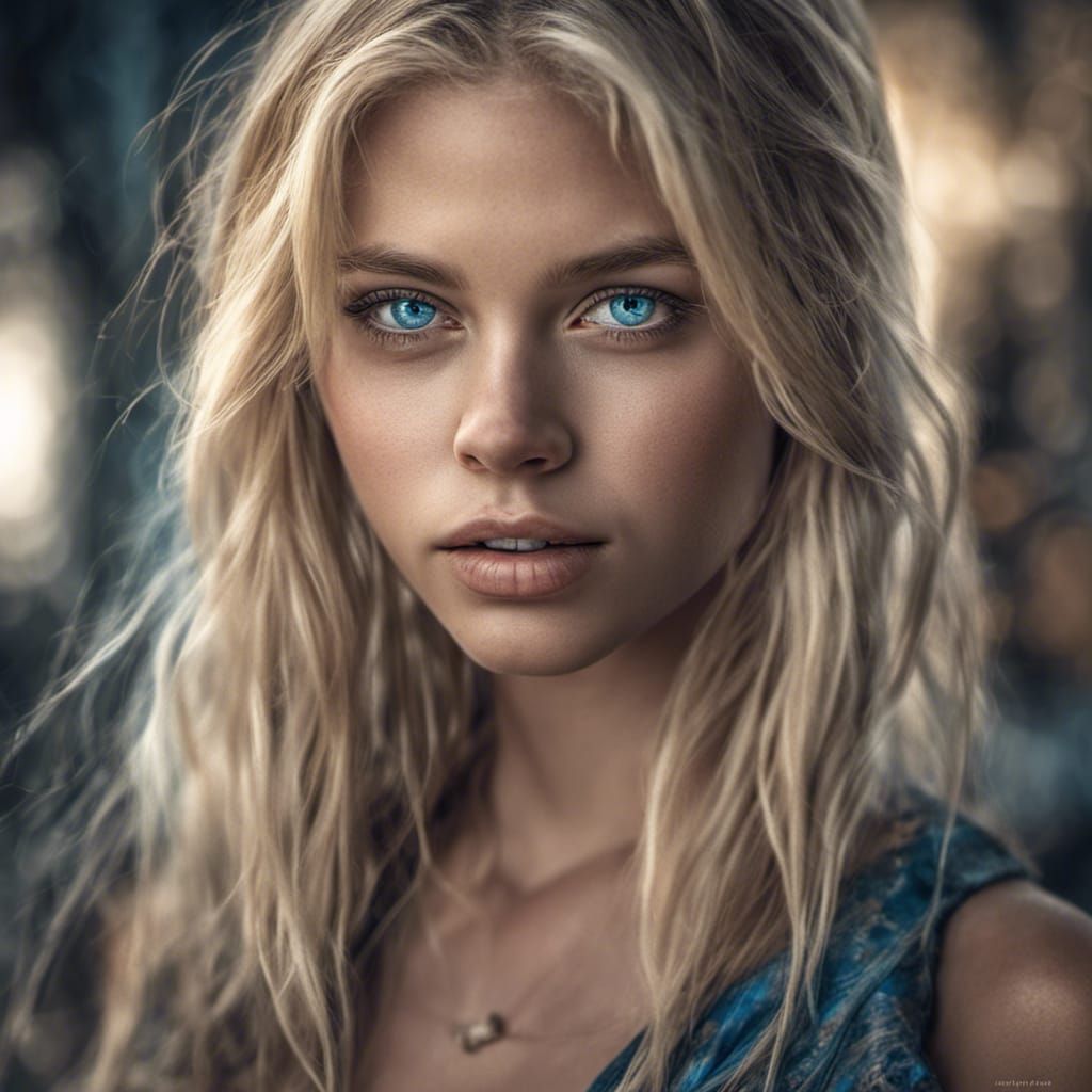 Hyperrealistic Portrait of a Beautiful Blonde Girl