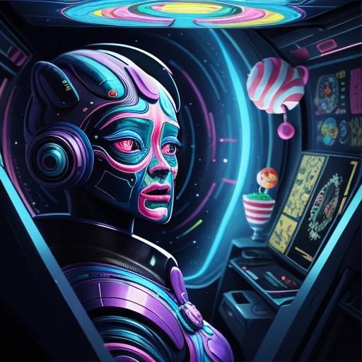 Sci-Fi Movie Scene in Whimsical Candy Art Style