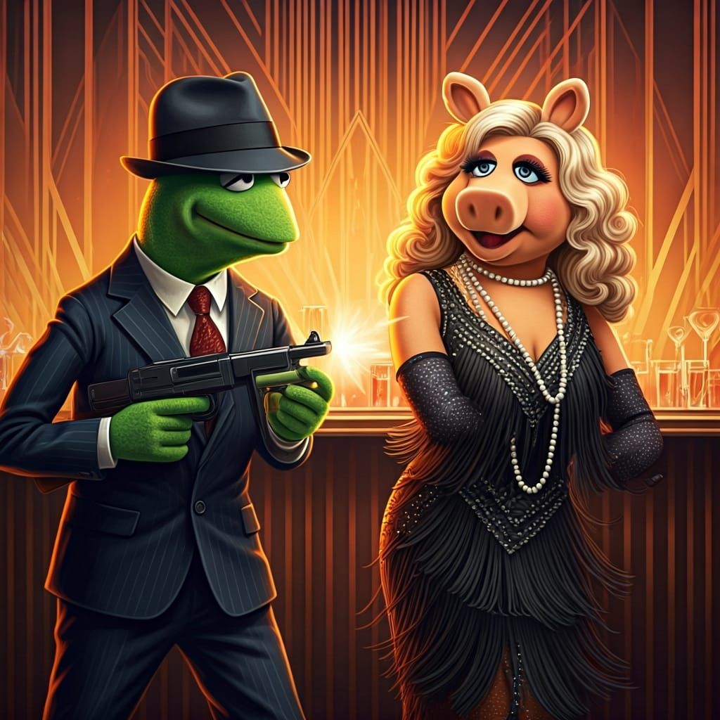 Muppet Gangsters in Art Deco Speakeasy