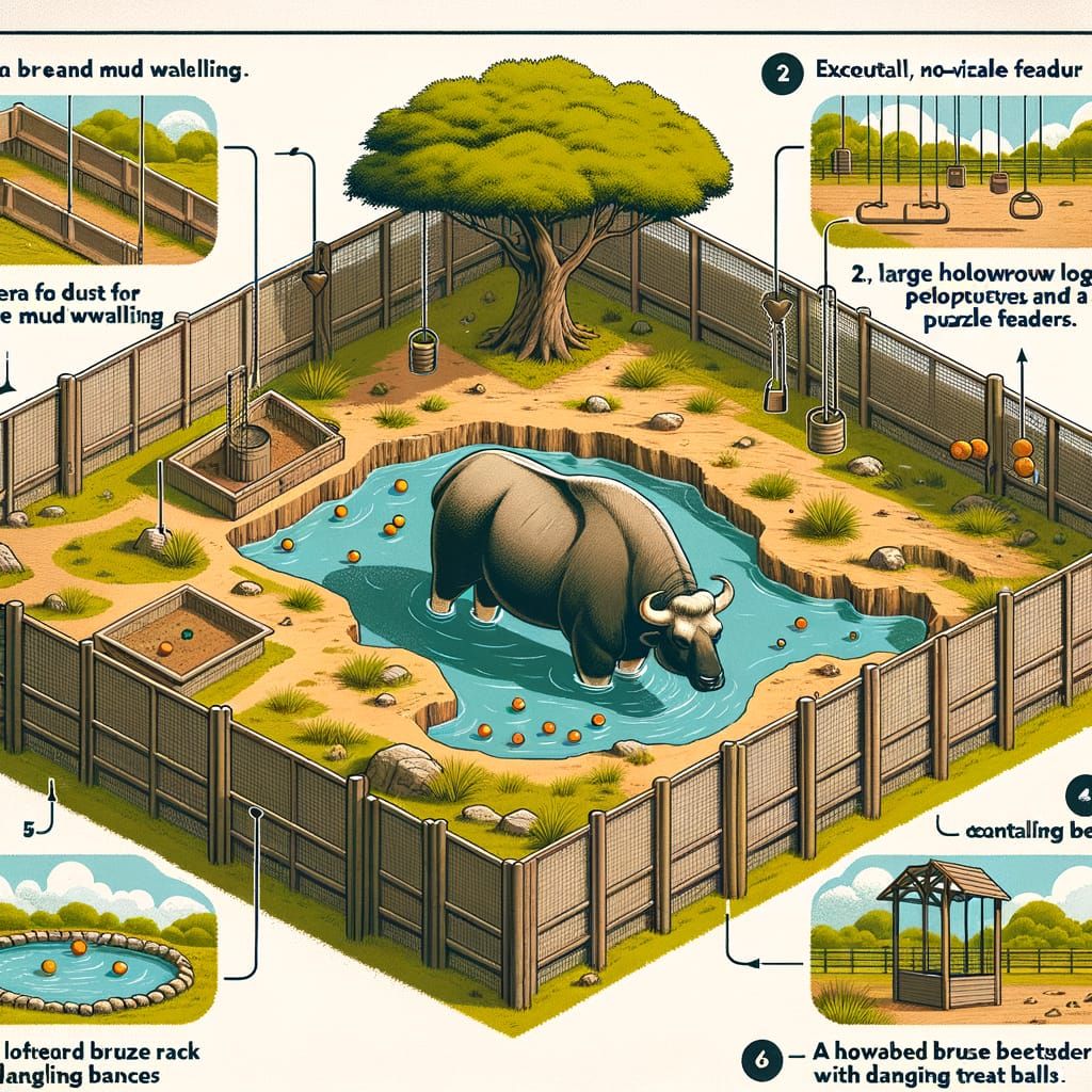 Zoo Enclosure Diagram for Indian Gaur with Enrichment Featur...