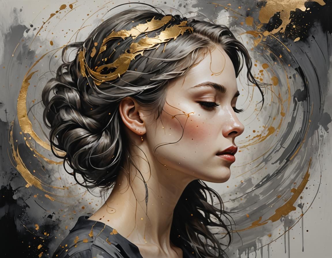 Ethereal Portrait in Mixed Media Style