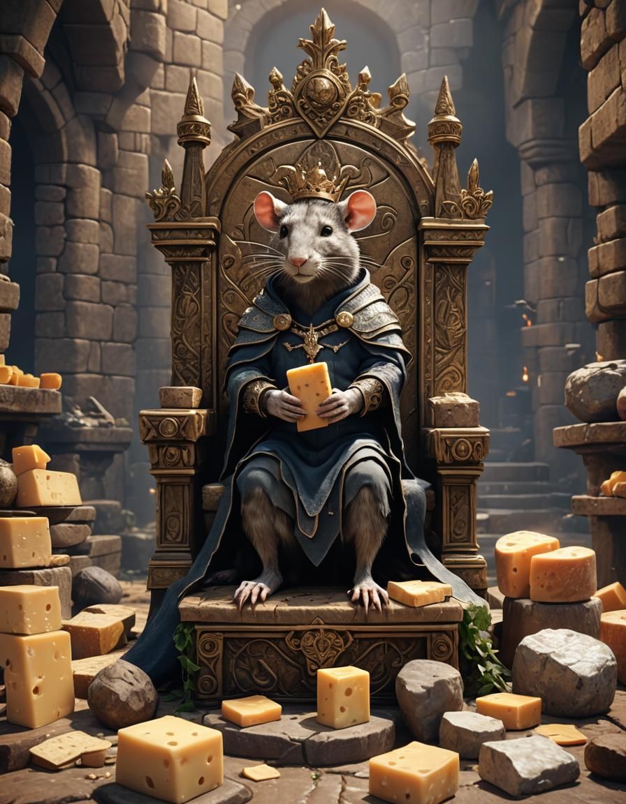 sitting on his throne King Rat in the Kingdom of cheese.
