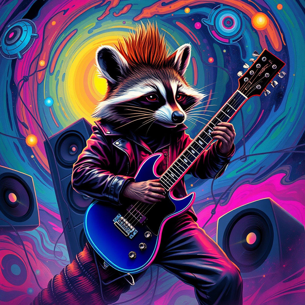 Psychedelic Raccoon Rocker at Concert