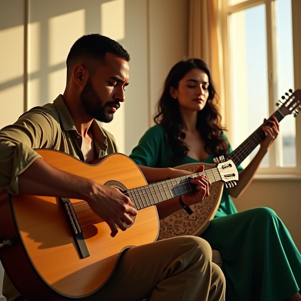 Brazilian Guitarist and Iranian Oud Player in Harmony