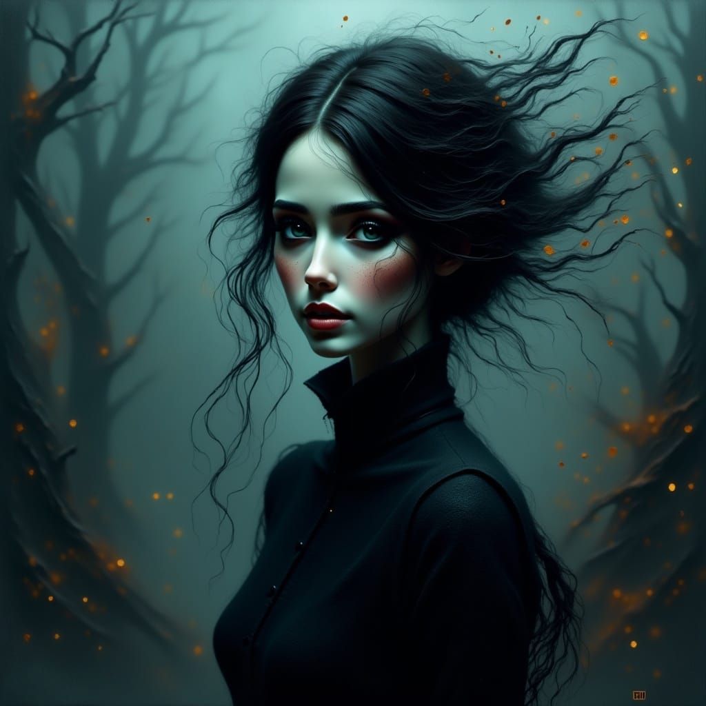 Gothic Grim Reaper in Graveyard at Night