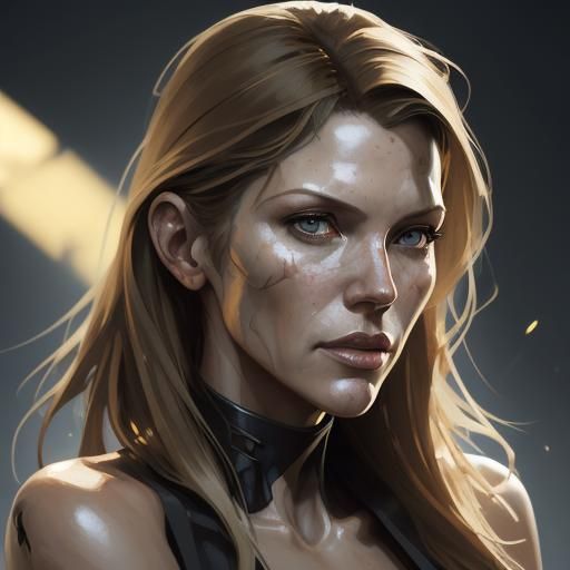 Tricia Helfer Portrait in Expressive Digital Painting Style