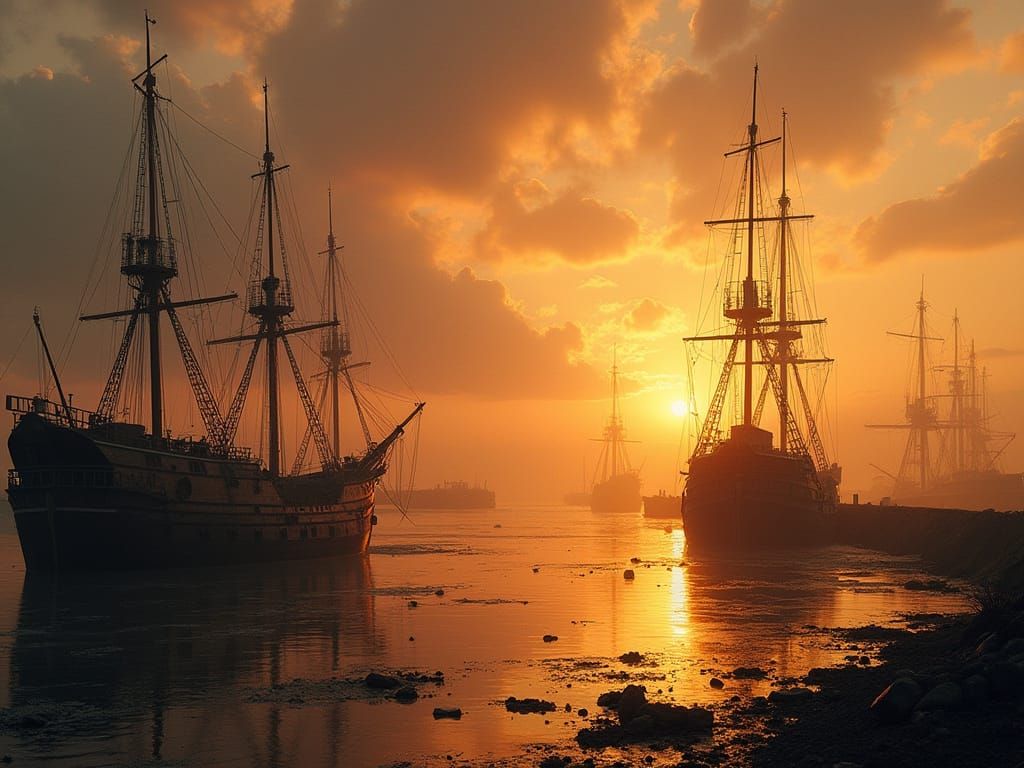 Post-Apocalyptic Harbor at Sunset