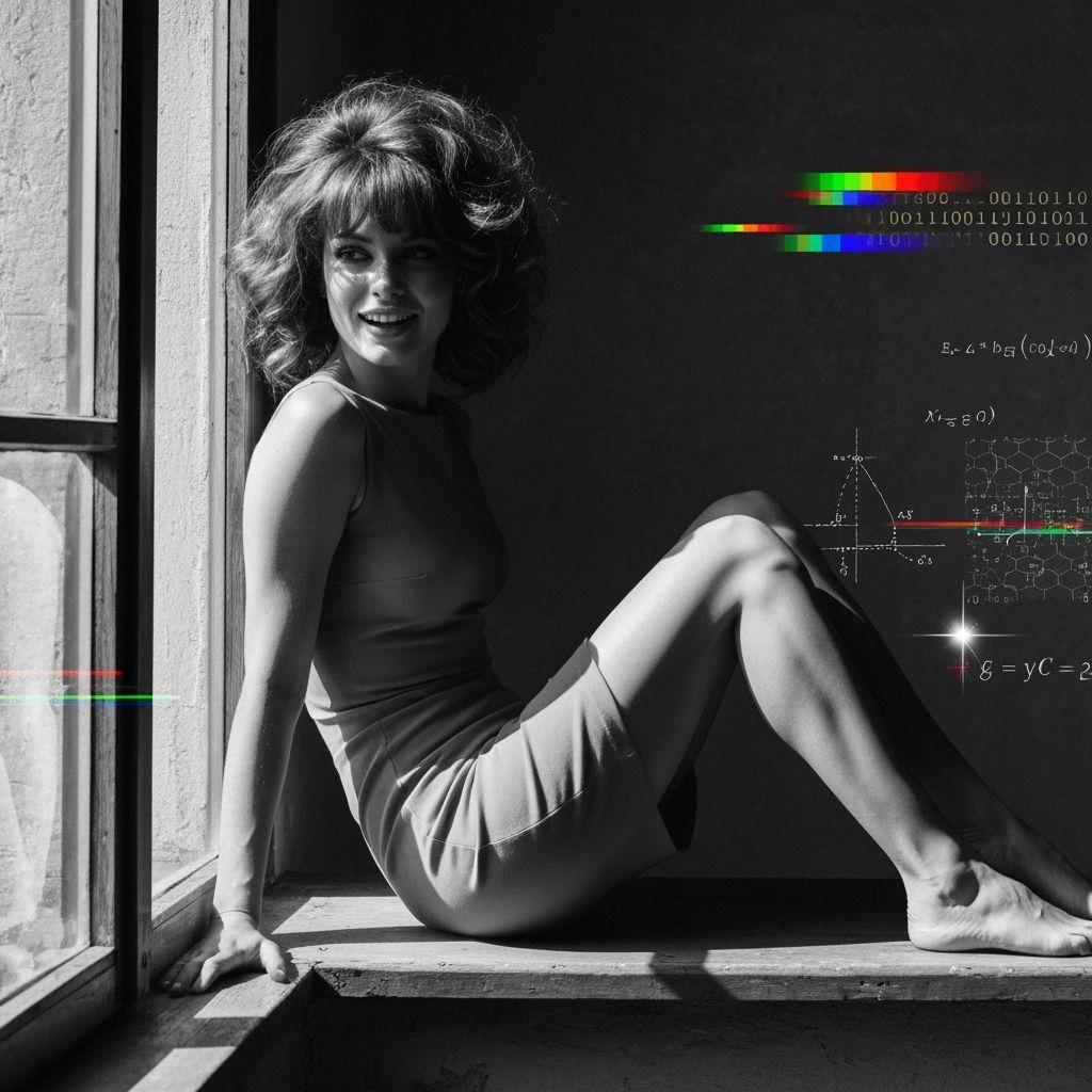 1960s French Cinema Inspired Portrait with Digital Overlay