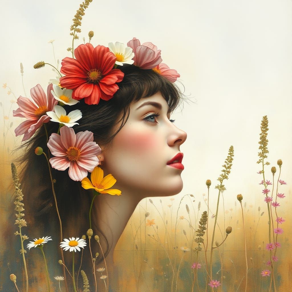 Pastel Watercolor Portrait of Fantasy Visions