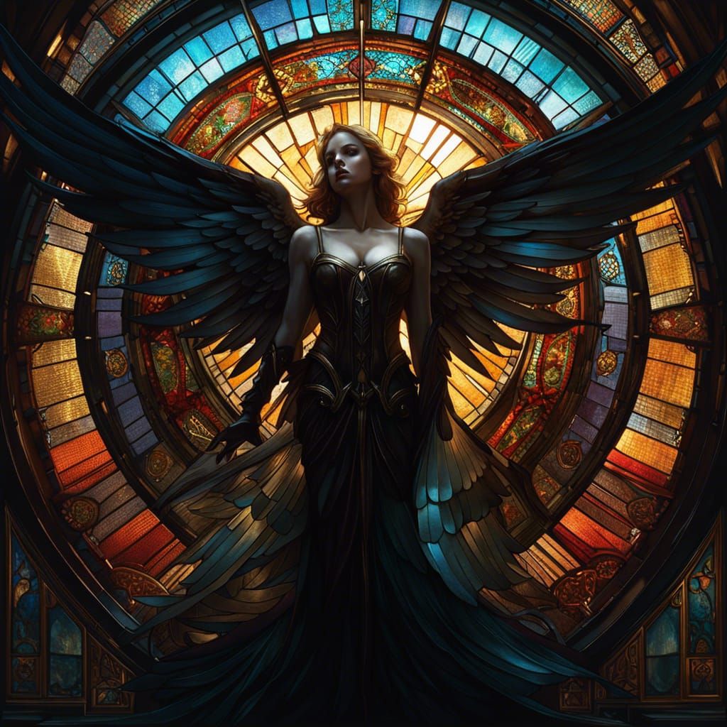 Stained Glass Angel with Intricate Details