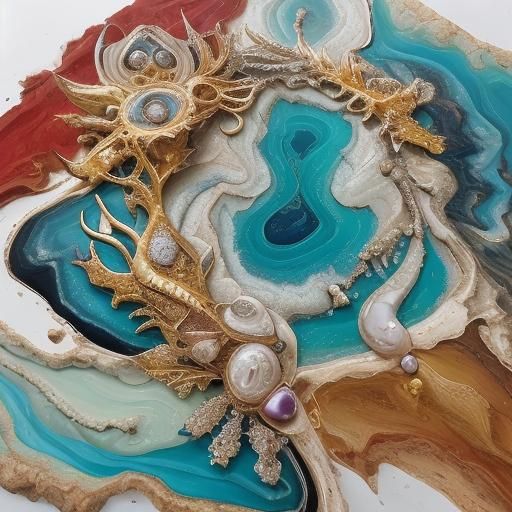 Jewelry on Sunset Beach: Abstract Expressionist Oil Painting