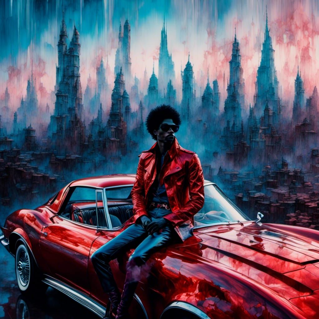 Ghostly Musician Drives Corvette in Polluted City