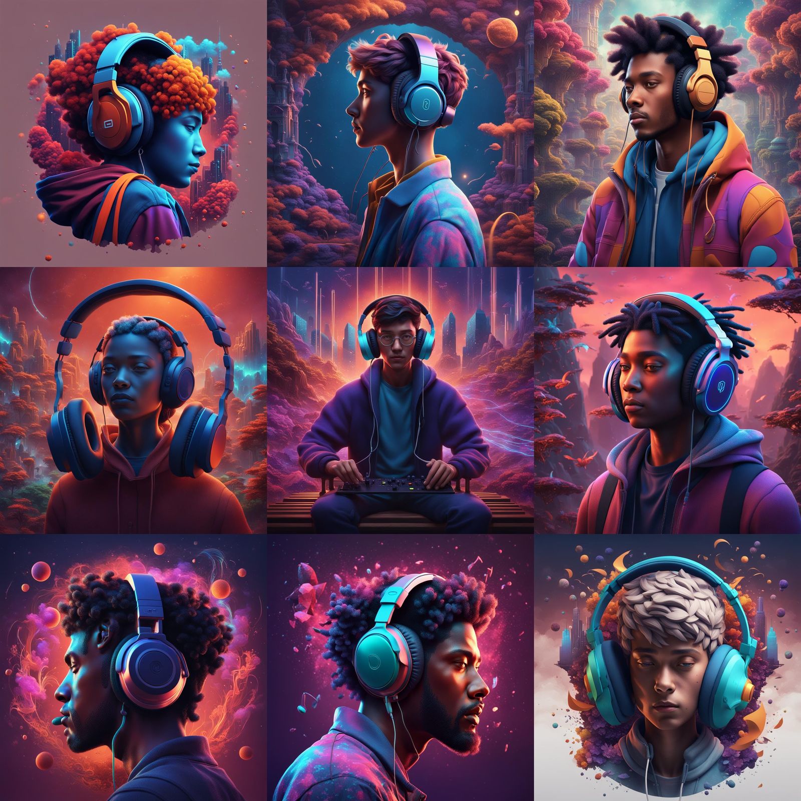 Person Listening to Lofi Music in Detailed Painting