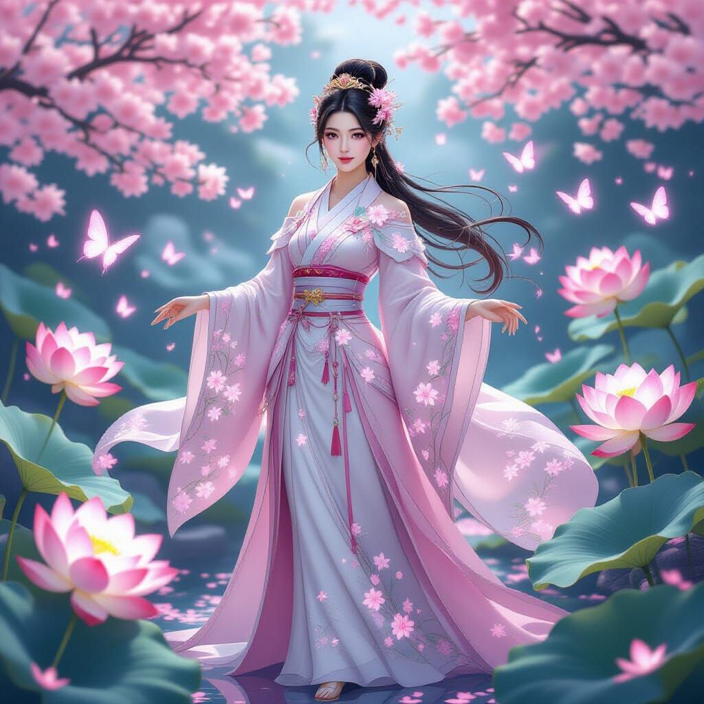 Empress in Magical Garden: Fantasy Art