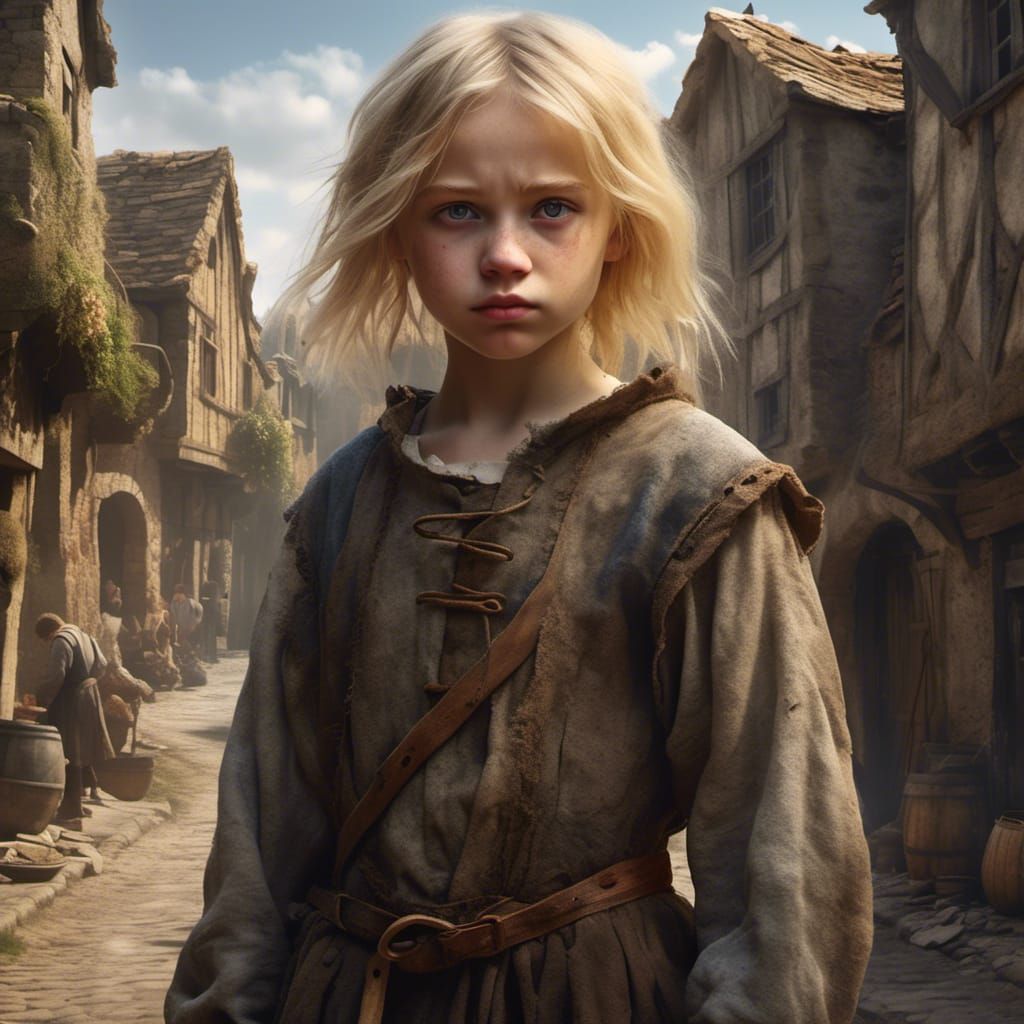 Sad Street Urchin in Hyperrealistic Style