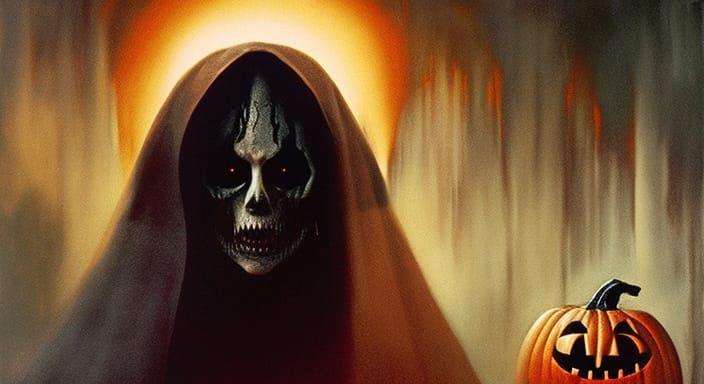 Creepy Halloween Ritual in Graphic Novel Style