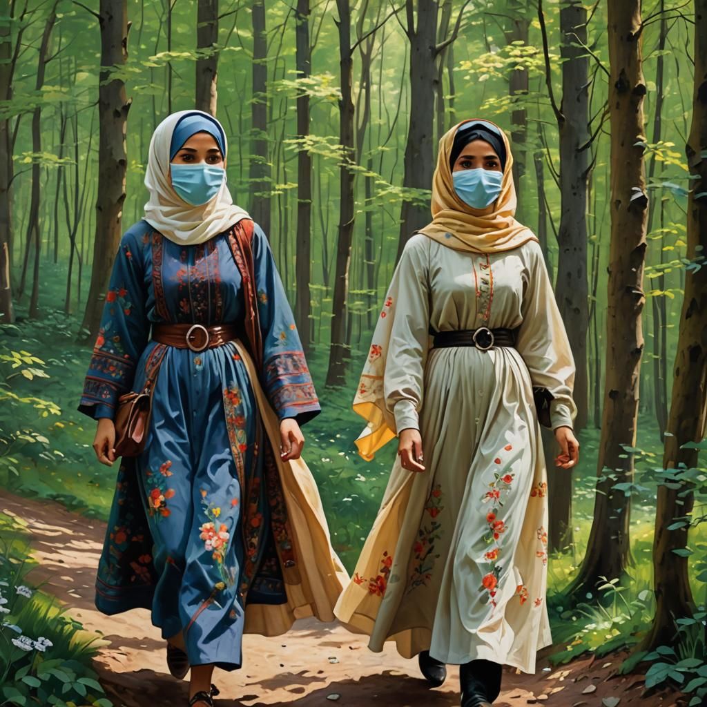 Spring Forest Walk: Oil Painting in Gurney Style