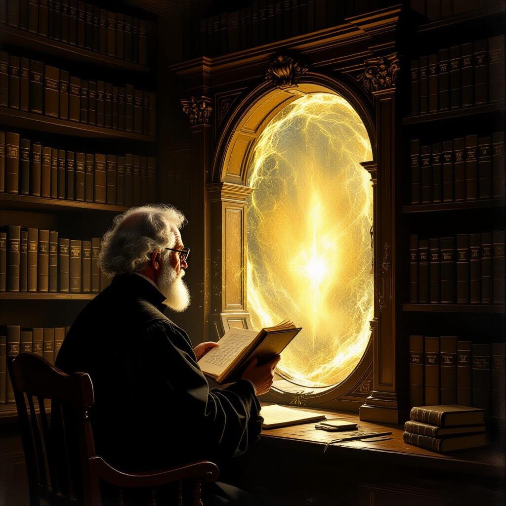Librarian Finds Shimmering Portal in Ancient Tome