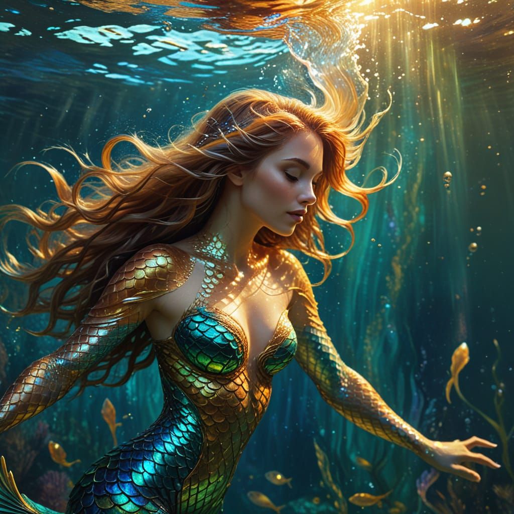 Sensual Mermaids in a Realistic Underwater Setting
