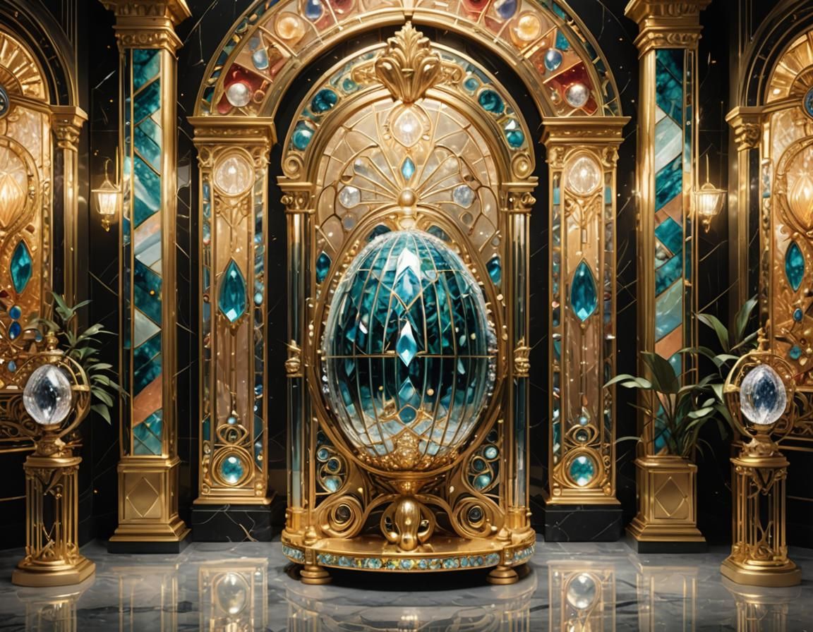 Art Deco Interior as Crystal Triptych