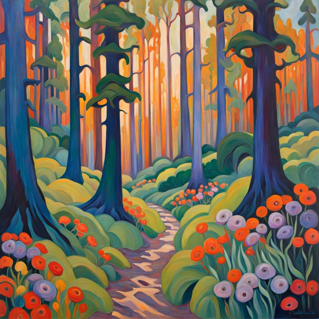 Eldritch Forest in Expressionist Style