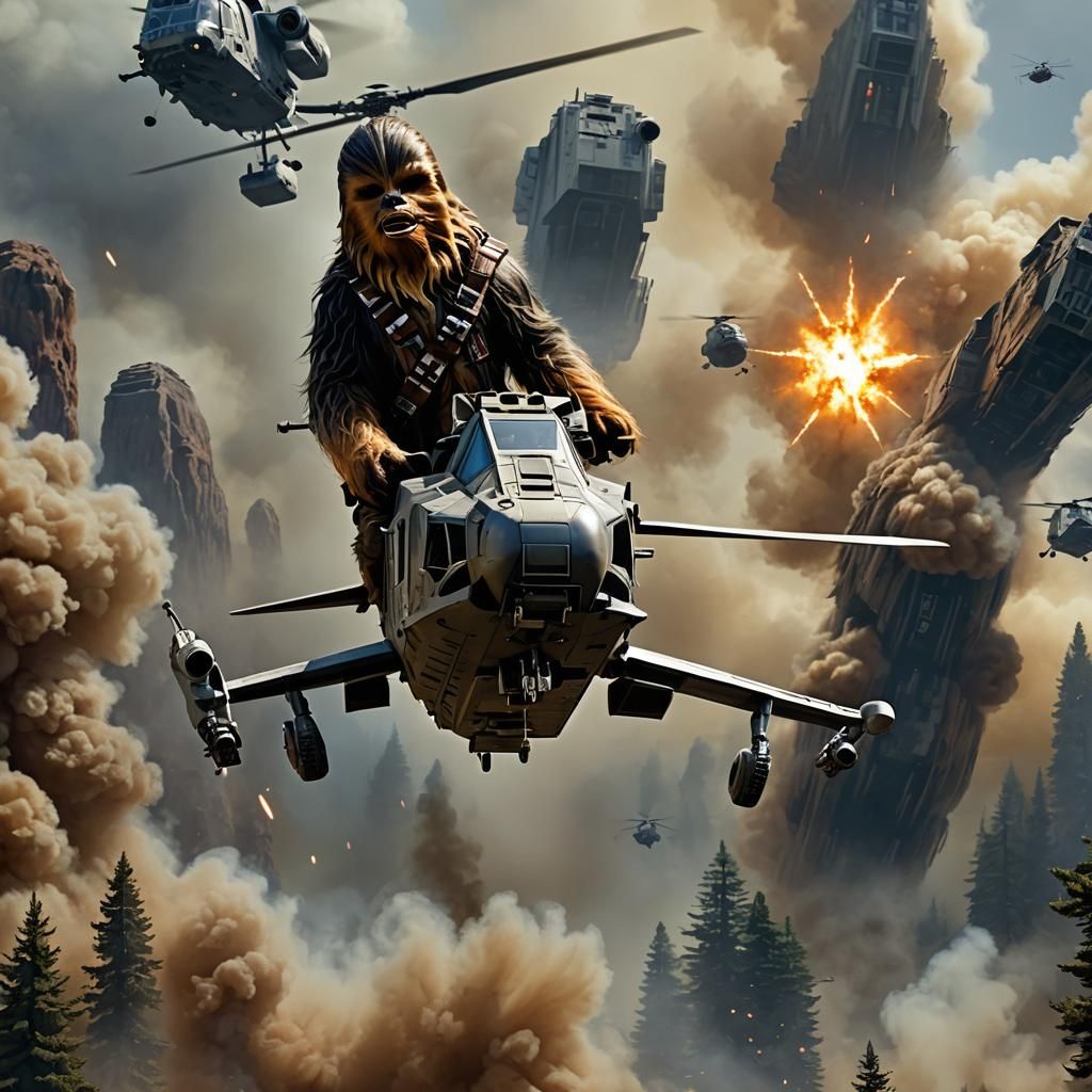 Wookie riding a Chinook-ie