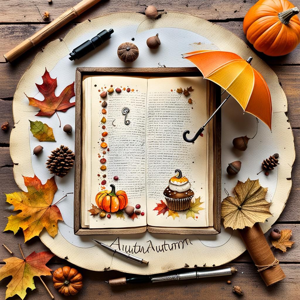 Cozy Autumn Still Life in Watercolor Style