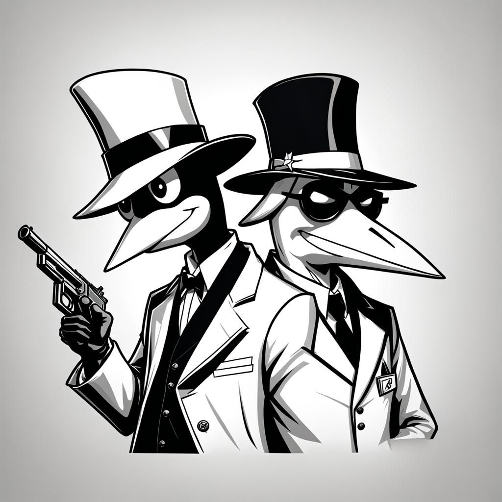 Spy vs Spy in Classic Line Art Style