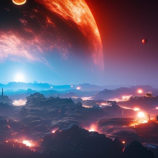 Planets in Glass Sphere: Fantasy Galaxy in 8K