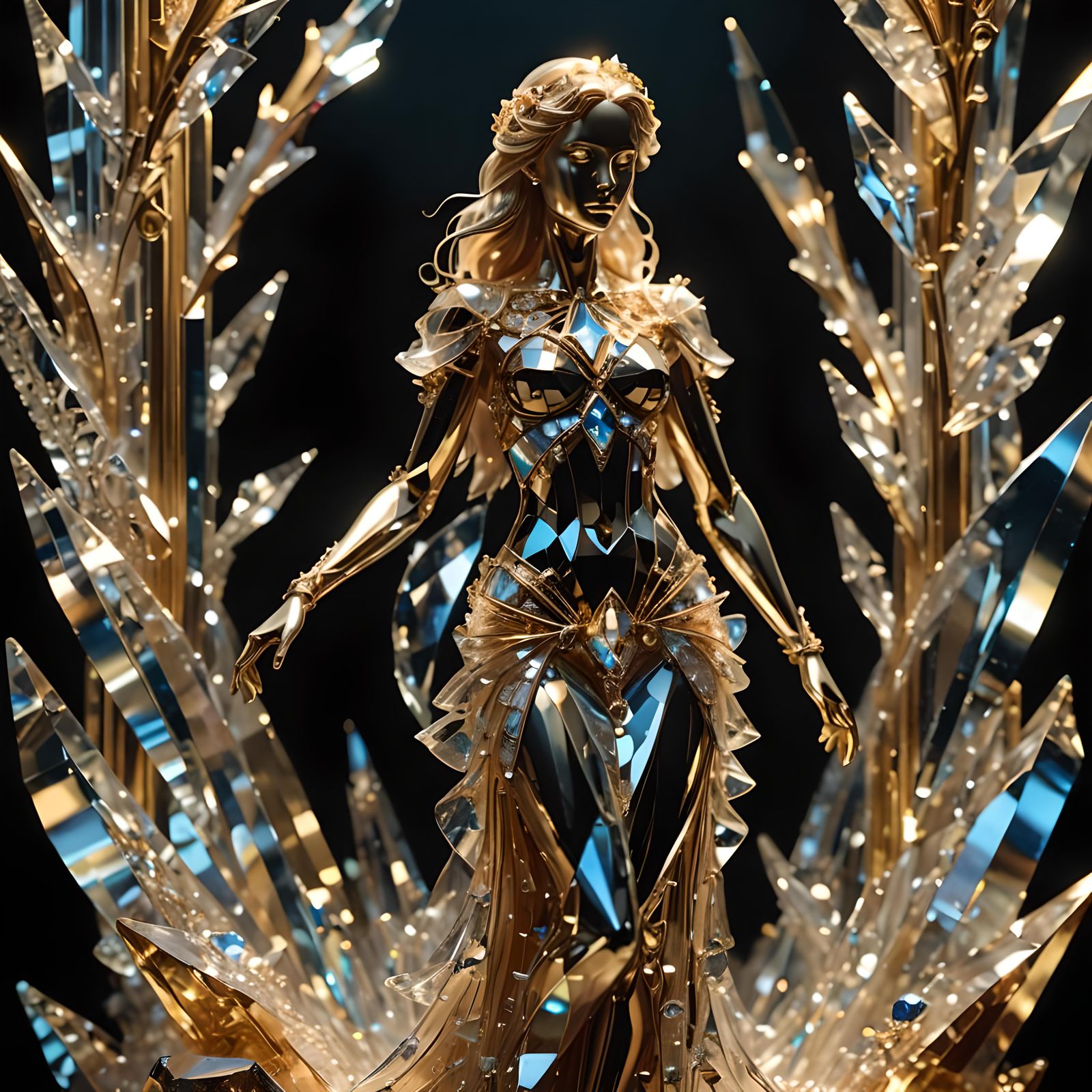 Crystal and Gold Female Sculpture