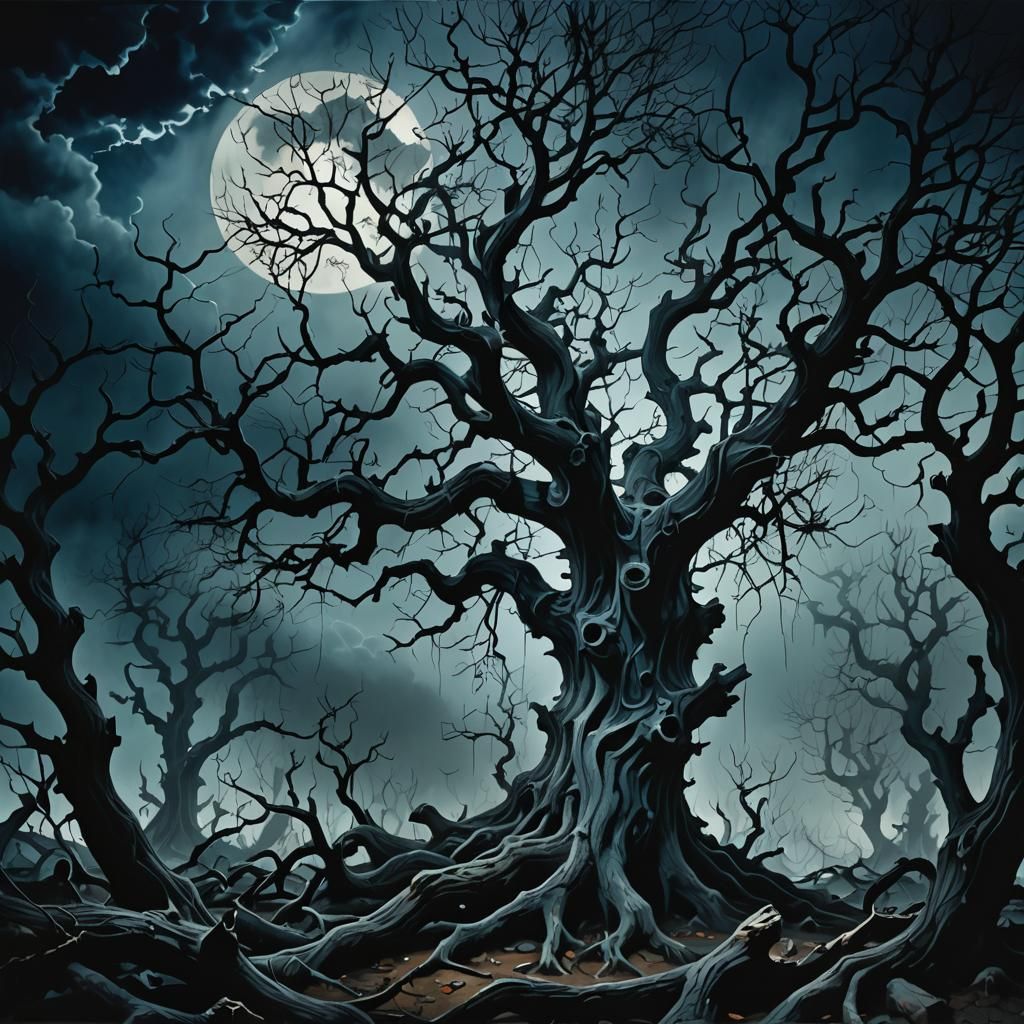 Eerie Dark Surrealism Landscape in Cinematic Style