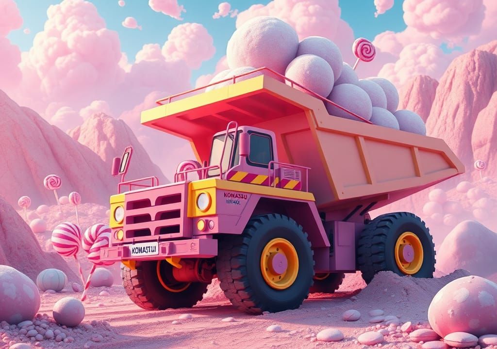 Marshmallow Truck Transports Candy Character in 3D Art