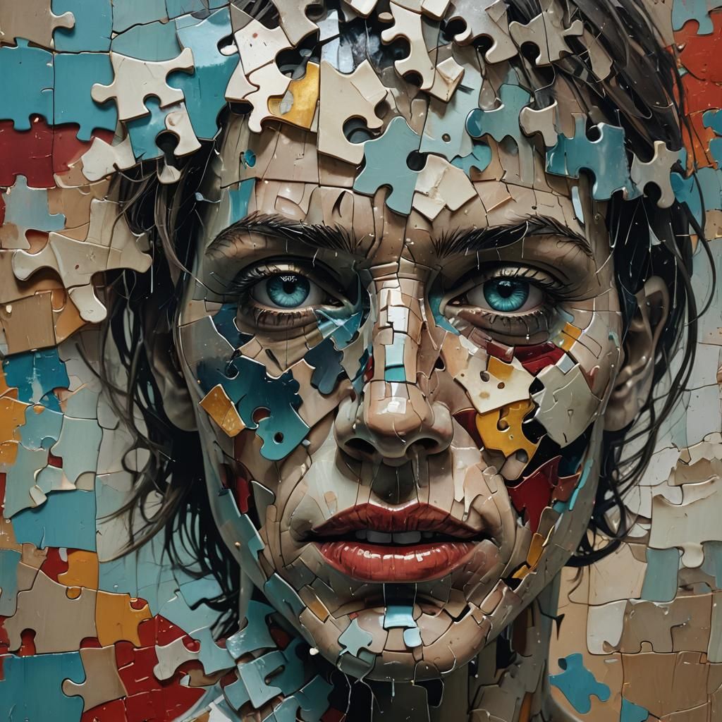 Surreal Fragmented Face in Digital Collage