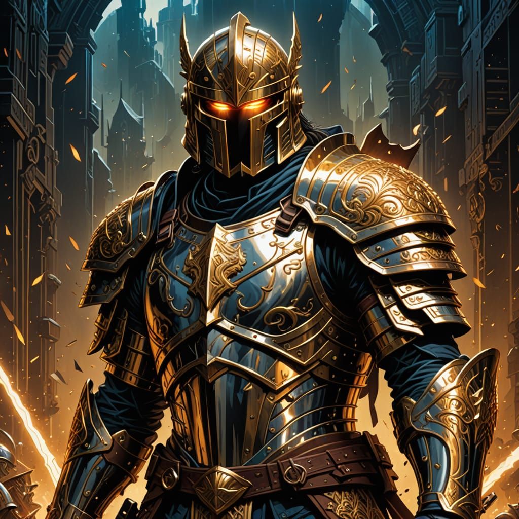 Starmetal Warrior in Comic Book Art Style