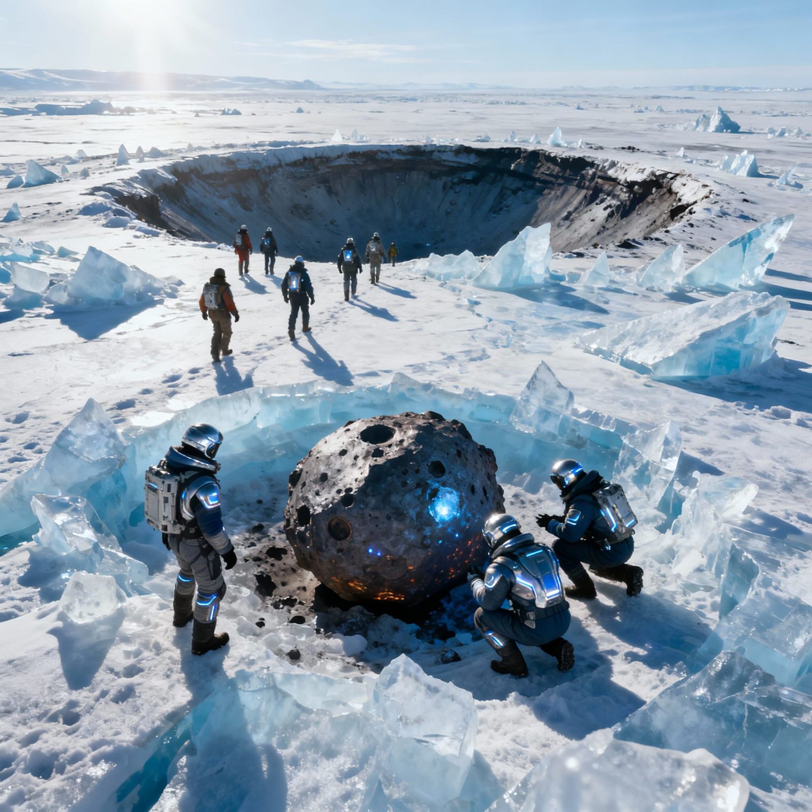 Future Laborers Discover Meteor in Ice Desert Crater