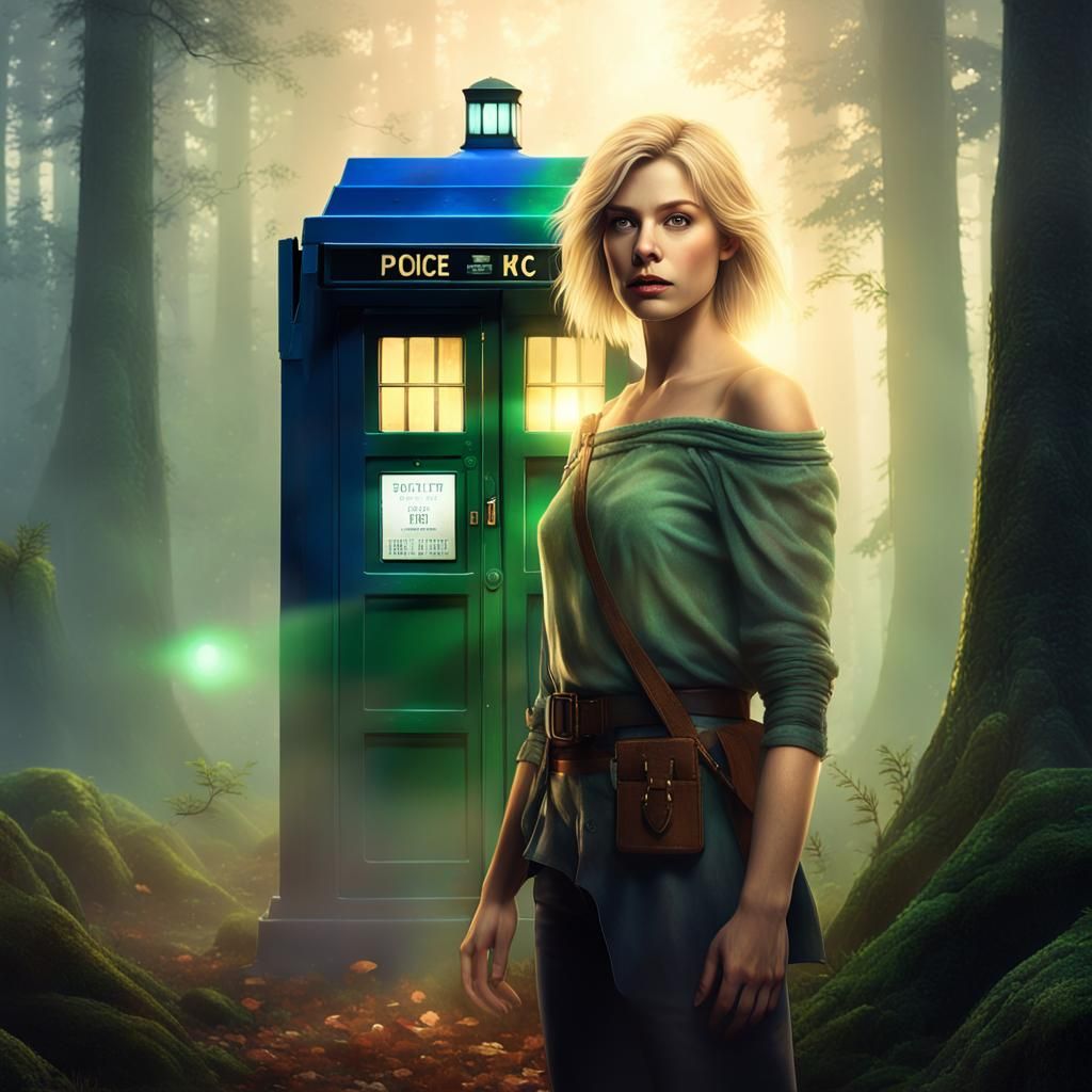 Blond Adventurer in Misty Forest: Digital Art